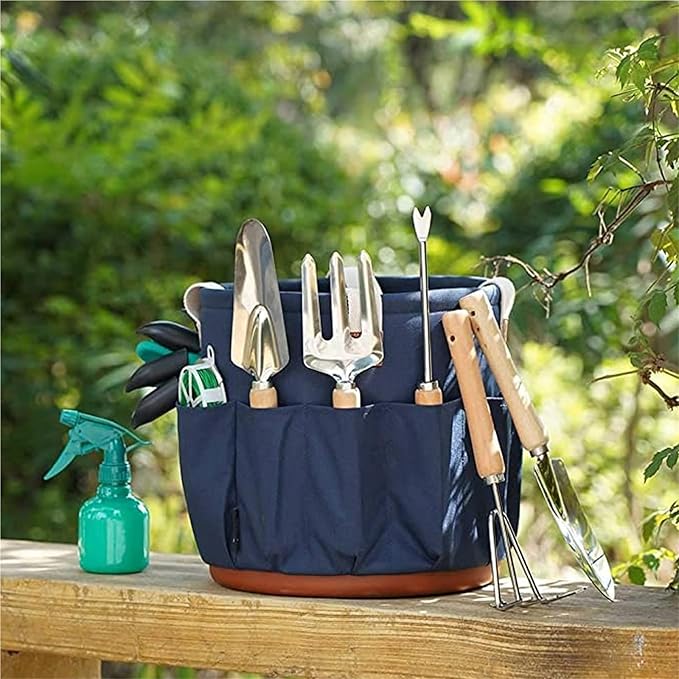 Garden Tool Set 9 Pieces Heavy Duty Stainless Steel Hand Tools with Bucket Bag Gloves is The Best Choice for Gift Giving