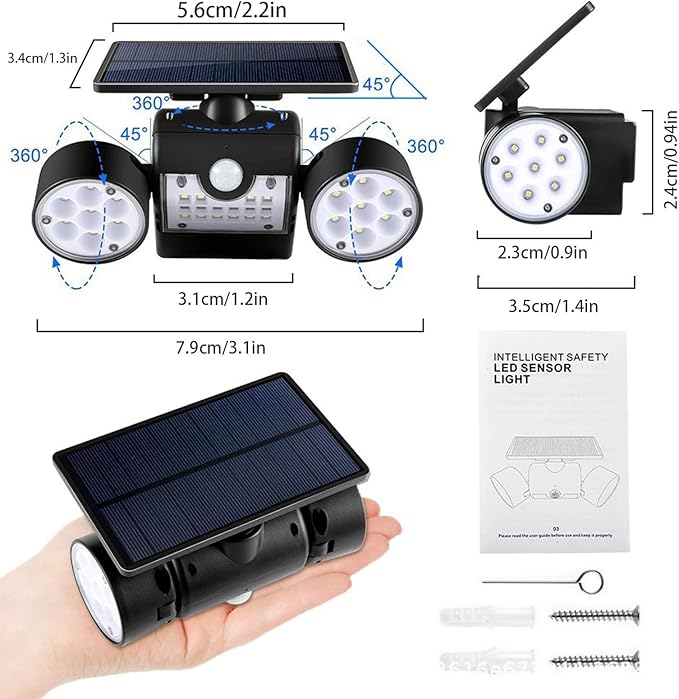 2 Pack Solar Outdoor Lights 30 LED Motion Sensor Solar Spot Lights Outdoor IP65 Waterproof Dusk to Dawn LED Motion Sensor Outdoor Lights for Yard Landscape Garage Pathway Wall