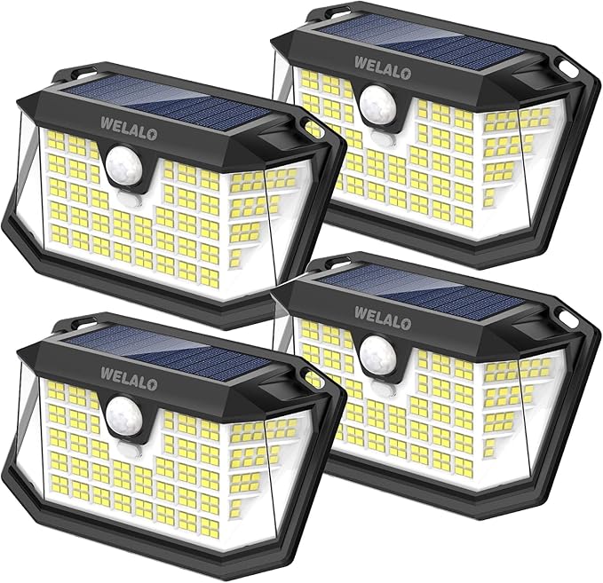 WELALO 6 Pack/7 Modes Solar Color Changing Spot Lights Outdoor 3 Modes/4 Pack/188 LED Solar Motion Sensor Lights Outdoor