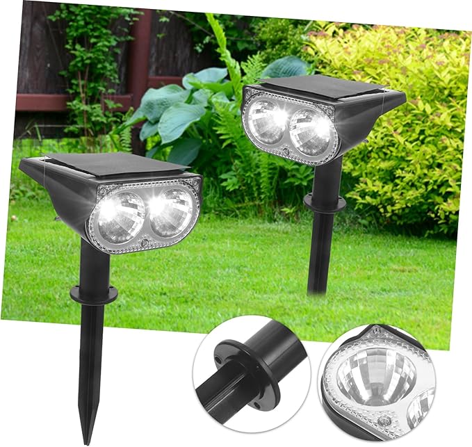 Tofficu 2pcs Outdoor Solar Lights Decorative Solar Spotlights Led Powered Patio Walkway Landscape Spotlight