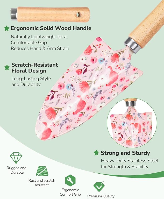 Gardening Tools 9 Piece and 10 Piece Heavy Duty Gardening Tool Set with Flower Organizer Fashionable and Thoughtful Gifts for Garden Women