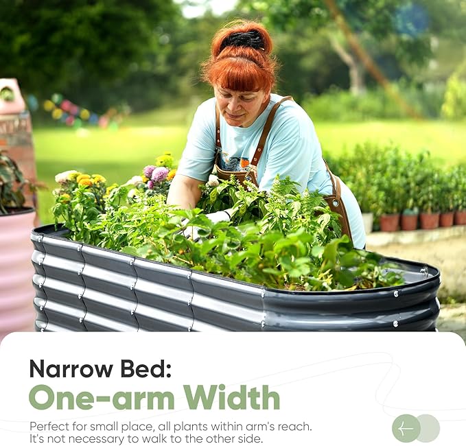 KING BIRD Raised Garden Bed Galvanized Planter Garden Box Outdoor for Gardening Deep Root Vegetables Flowers 78.7X23.6X34.2 in Dark Grey 2.85 ft Tall 9 in 1