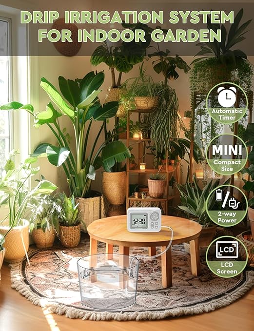 Automatic Watering System 15 Potted Indoor Houseplants Support Plant Waterer Vacation Plant Watering Devices with Digital Programmable Water Timer