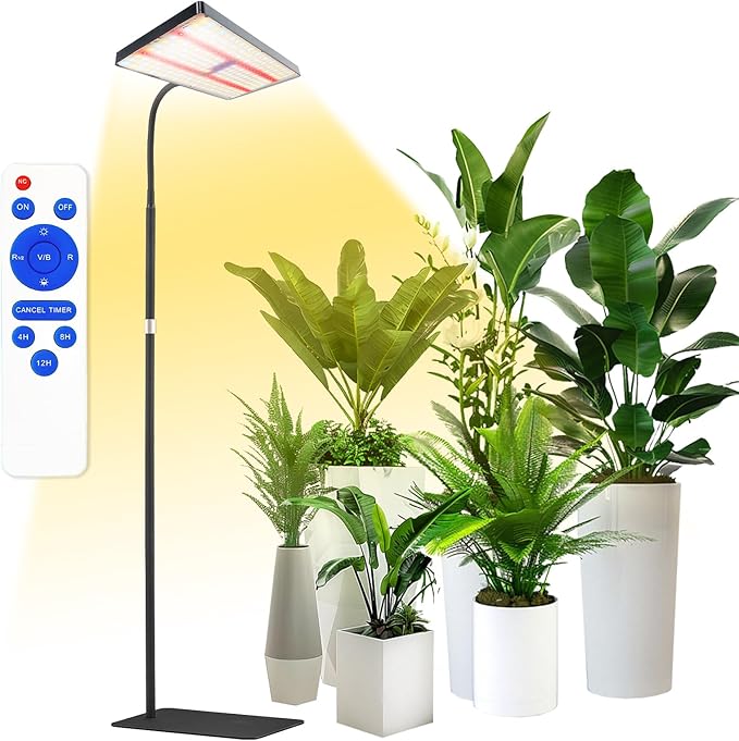 yadoker Grow Light for Indoor Plants286 LEDs Full Spectrum Standing Plant Grow Light with 4H/8H/12H Timer10-Level Brightness 51 AdjustableFlow Grow Lamp for Tall Large Indoor Plants