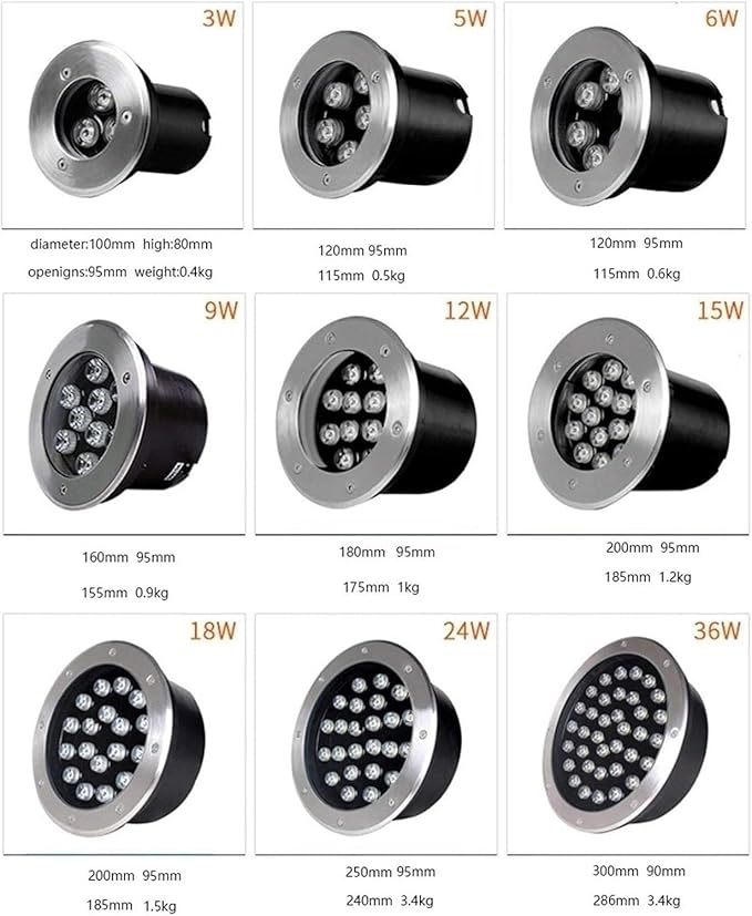 LED Underwater Fountain Light - RGB Color Change Outdoor Spotlights with RF Remote Control Recessed Spotlight IP68 Waterproof Buried Garden Lamp LED Underwater Recessed Spotlight(9w24v)