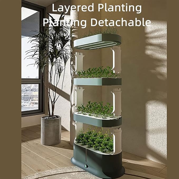 Hydroponic Tower Hydroponic Growing with Remote Control Indoor and Outdoor Multi-Layer Planting Equipment Kit with Grow Light for He