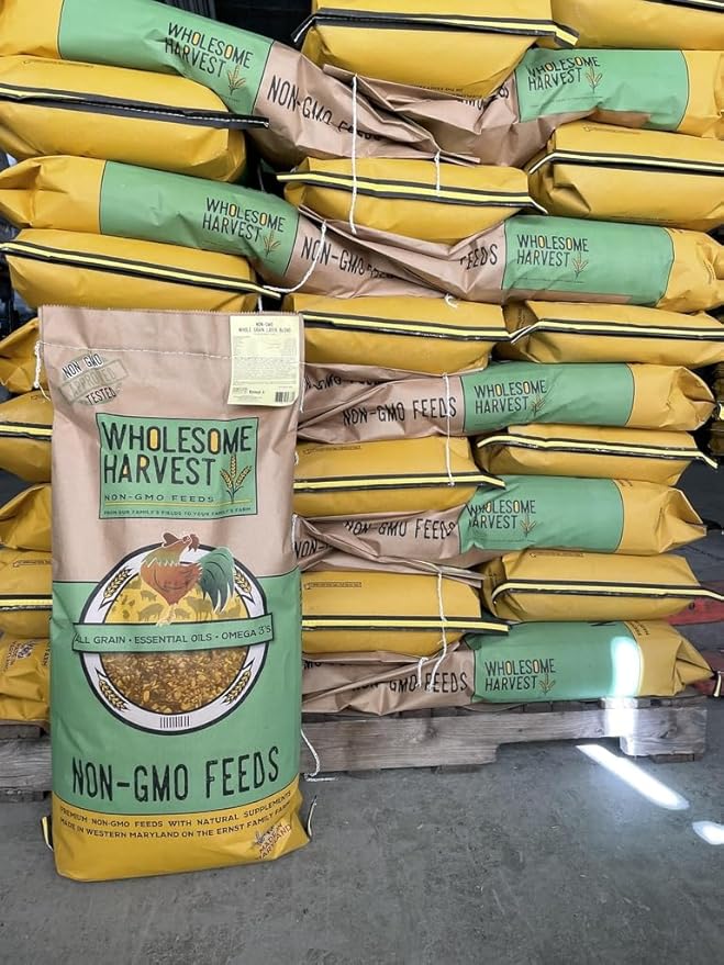 Non-GMO Soy and Corn Free Whole Grain Layer Blend 16% - Chicken Feed for Laying Hens and Ducks - Includes Essential Oils Herbs Oyster Shells Vital Minerals and Omega 3 40lb