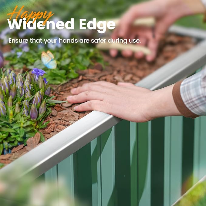KING BIRD Raised Garden Bed 68 x 36 x 18 Heightened Galvanized Steel Metal Planter Box Outdoor for Deep-Rooted Vegetables Flowers Large Raised Bed Kit (Green)
