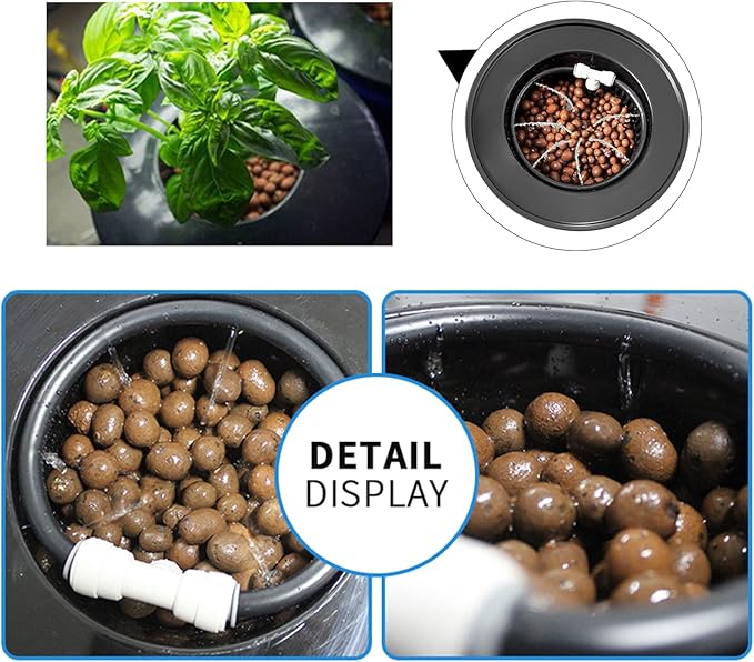 Hydroponics Growing System 5-Gallon Deep Water Culture Hydroponic Machine Drip Irrigation System with Multi-Purpose Air Tube Air Pump and Air Stone for Vegetables
