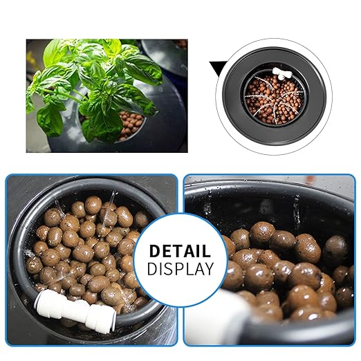 2 in 1 Deep Water Culture Kit with Air Pump Soilless Planting System Hydroponic Grow System Kit Feed Circulation Drip Irrigation 5-Gallon Deep Water Culture for Indoor&ampOutdoor