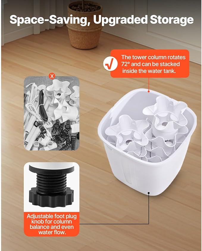 30-Pod Hydroponic Growing System - Vertical 6-Tier Indoor Garden with Water Pump &amp Timer - Efficient Hydroponic Tower for Germinating Herbs Fruits &amp Vegetables at Home