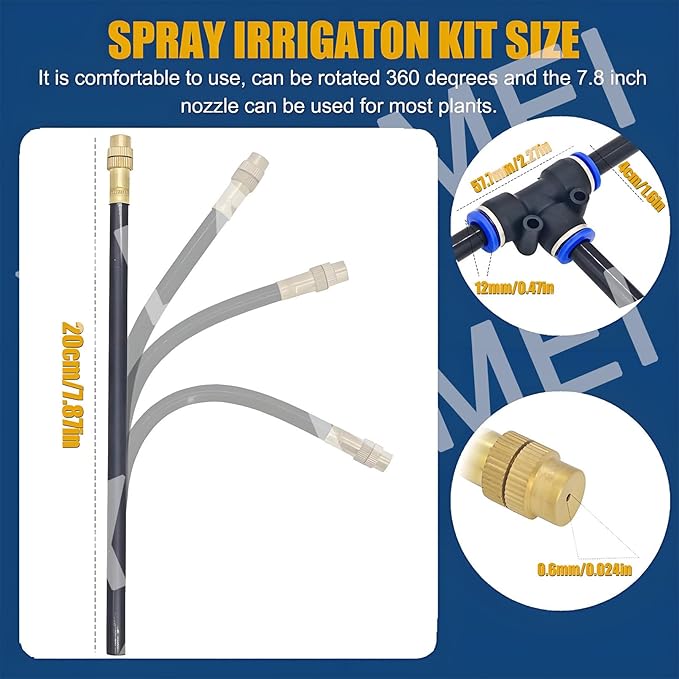 Quick-Connect Drip Irrigation System Kit360°Bendable Automatic Garden Watering SystemAdjustable Nozzle Copper Sprayer Sprinklersfor Greenhouse Yard Lawn Plant 20m/65.6ft+Timer