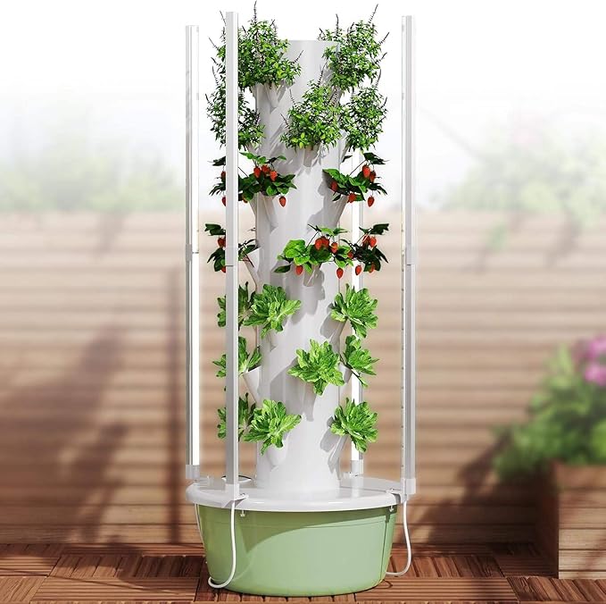 Hydroponic Growing Kit System with 4 LED Grow LightsHydroponics Tower Set 7 Layer 28 Pots Planter Vertical Hydro Tower Indoor Herb Garden Kit for Lettuce Veggies and Fresh Greens