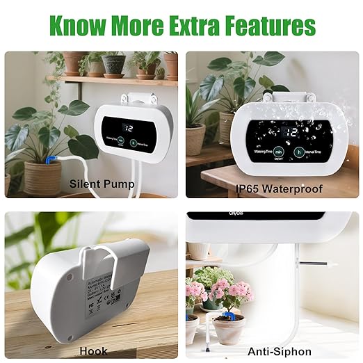 Lewisia Automatic Drip Irrigation Kit with Timer for 10 Potted Plants Self Watering System DIY Plant Waterer Auto-Irrigation Set for Garden Raised Beds Patio Lawn Greenhouse