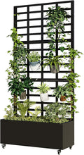 Metal Planter Box with Trellis for Climbing Plants 74.8x35.83x15.16 Raised Garden Bed with Privacy Screen Outdoor Planter with Drainage Holes Black