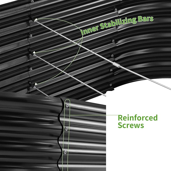 Land Guard Galvanized Raised Garden Bed 8x4x2ft Planter Boxes Outdoor Oval Larger Metal Planter Boxes for Vegetables Fruits Flowers (Grey)
