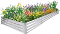 JERIA 12×4×1ft Raised Garden Bed with Support RodsGalvanized Raised Garden Bed Kit Outdoor Metal Gardening Planter Box for Vegetable Fruits Flower