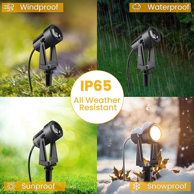 Low Voltage Landscape Lighting10 Pack Outdoor LED Landscape Spotlights with Transformer 27V Garden Lights Pathway Lights IP65 Waterproof 3000K Warm White
