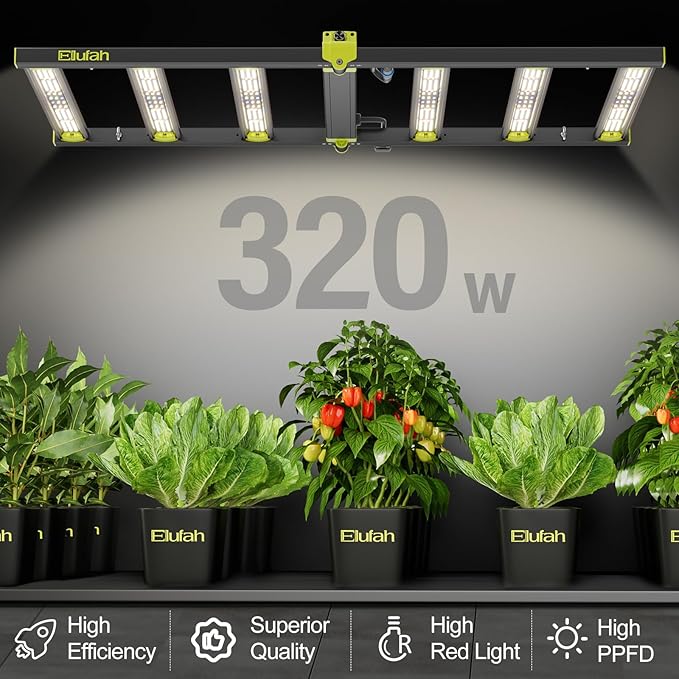 320W LED Grow Lights Kit Commercial Full Spectrum Bar Style LED Grow Lamp for Indoor Plants Dimmable Daisy Chain 4x2ft Coverage Growing Lamp for Hydroponics Greenhouse