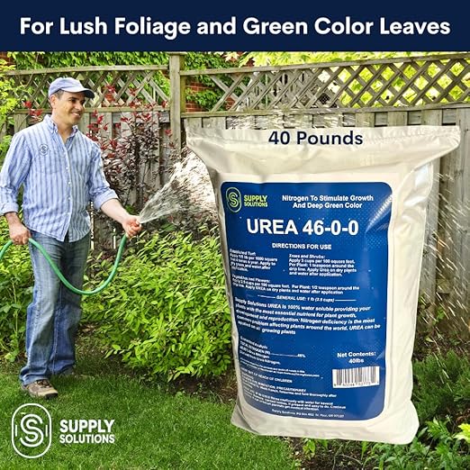 Supply Solutions Urea 46-0-0 Nitrogen Fertilizer to Stimulate Lush Growth and Deep Green Color - Plant Food Plant Fertilizer for Plants Lawn Garden - Bloom Booster for Flowers Fruits (40 Pounds)