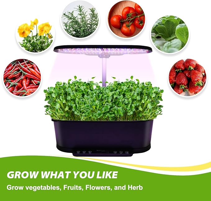 EAGLE PEAK 15 Pods Hydroponics Growing System with WiFi 5.5 L Water Tank Smart Indoor Plants Germination Kit with LED Grow Light Pump System Adjustable Height for Home Kitchen Gardening Black