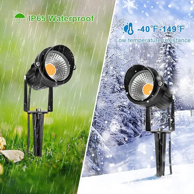 LightingWill 5W Landscape Lighting Warm White 3000K-3500K DC 12V LED Low Voltage Landscape Lights IP65 Waterproof Pathway Lights for Outdoor Garden Yard Fence House Lawn Tree Flags (8 Pack)