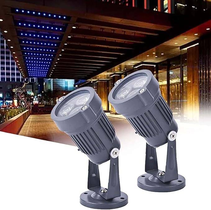 4PCS 3W Lawn Light LED Outdoor Spotlight Floodlight IP65 Waterproof Lighting Garden Lights Advertising Signs Projection Disc Spotlights(RGB)