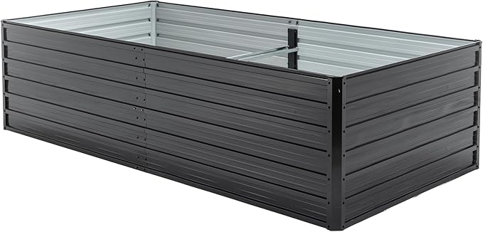 Galvanized Raised Garden Bed 7.2x3.6x2 ft Metal Planter Raised Garden Boxes Large Outdoor Rust-Resistant Planting Bed Kit for Growing Fresh Vegetables Flowers Herbs Black