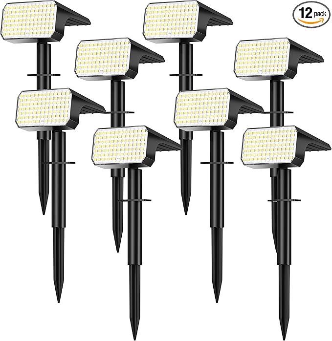 LANSOW Solar Spot Lights Outdoor Waterproof IP67 (8 Pack/90 LED/4 Modes) Solar Landscape Spotlights 2-in-1 Solar Powered Flood Lights for Yard Garden Pathway Outside Tree Auto ON/Off(Cool White)