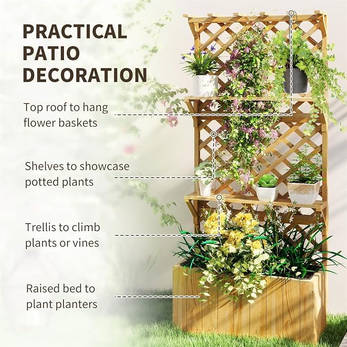 Planter Garden Boxes Outdoor Garden BedPlanter Box Garden Bed for Vegetables Garden Container Planter Raised Beds for Backyard Patio 29.9 W x 13 D x 69.7 H