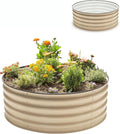 Epic Gardening 5-in-1 Modular Galvanized Raised Garden Bed Kit 15 Tall Metal Planter Box Durable Aluzinc Steel Raised Garden Bed Outdoor for Vegetables Herbs Flowers &amp Fruits - Round - Light