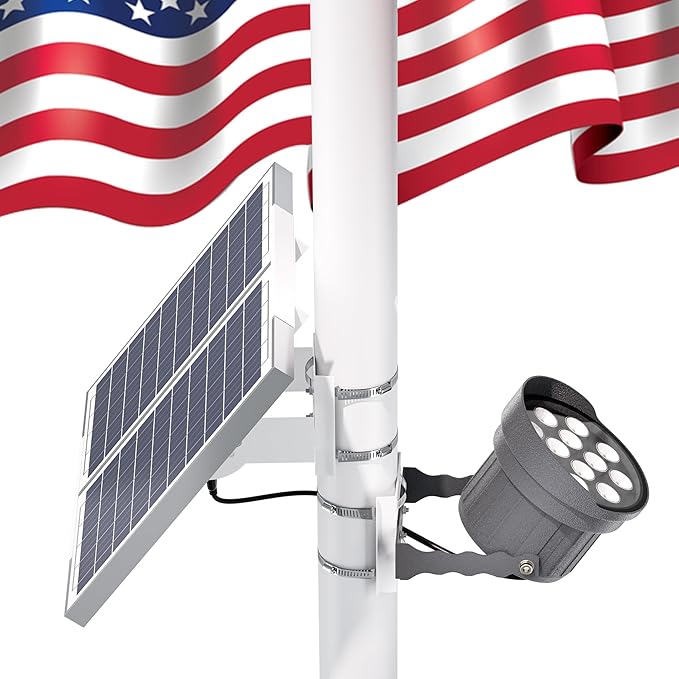 Ofuray Solar Flag Pole Light - Upgrade Big Solar Light for Outdoor Flagpole Dusk to Dawn with Remote Control Fits 0.5-4'' Diameter