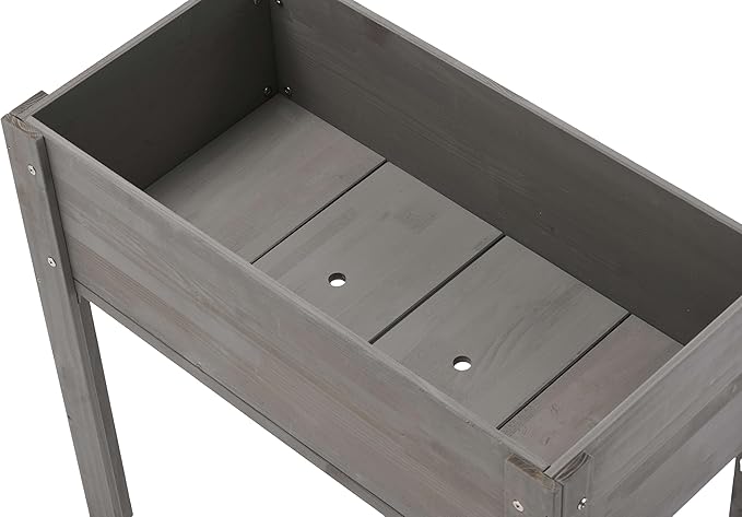 Raised Garden Bed with Legs Raised Wooden Planter Box for Outdoor Plants Flowers Fruits Vegetables and Herbs (Gray-31“)