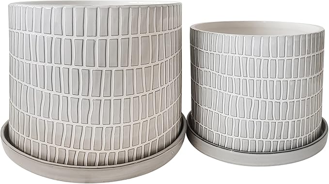 S2 1012 Tribal Planter W Saucer White
