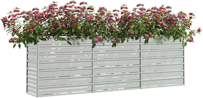 Bopdu Garden Raised Bed 94.5x15.7x30.3 Galvanized Steel Silver Backyard Patio Planter Raised Beds for Vegetables Outdoor Garden Raised Planter Box for Flowers Fruits