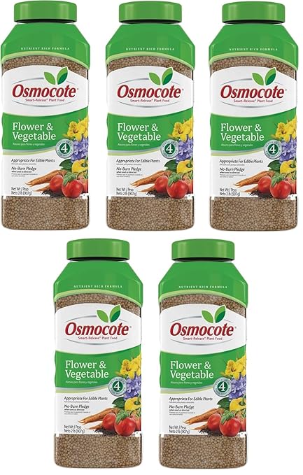Osmocote 4 Month 14-14-14 Slow Release Vegetable &amp Flower Plant Food Fertilizer 2 Lbs. - Pack of (5)