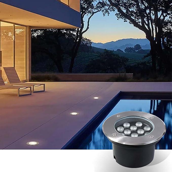 Outdoor Buried Lights Ground Landscape Lights AC85-265V Outdoor Recessed Spot Light IP66 Waterproof Underground Light LED for Garden Pathway Patio Step Deck(Green9W(85-265v))