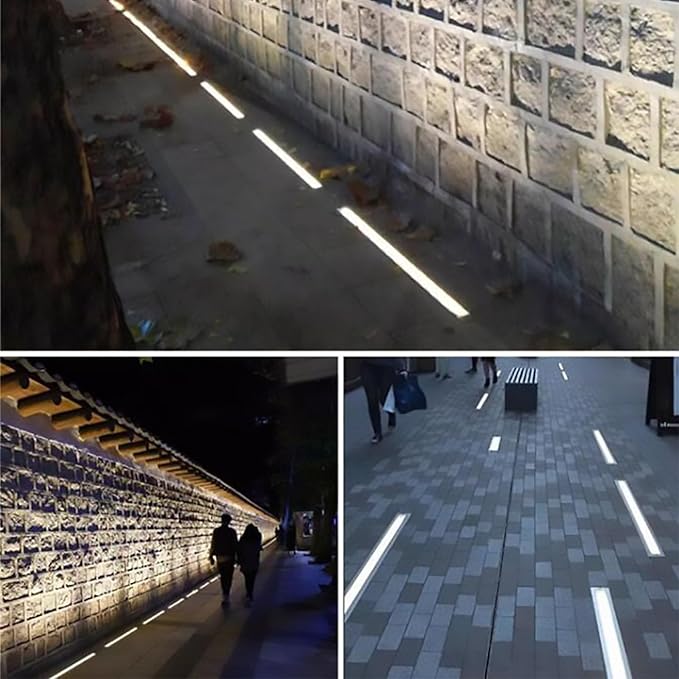 Led Landscape Lights - Outdoor Buried Lights Stainless Steel Panel Rectangle Floor Ground Light Ip67 Waterproof Recessed Spotlight for Patio Step Walkway Easy Instal-Green-18W1000MM