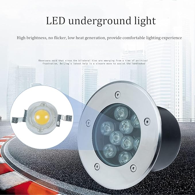 Outdoor LED Spotlight - Ground Projector Lights IP67 Waterproof Outdoor LED Recessed Spotlight Buried Garden Light LED Recessed Ground Spotlights For Garden Tree Landscape Lighting(Warm White9w(2