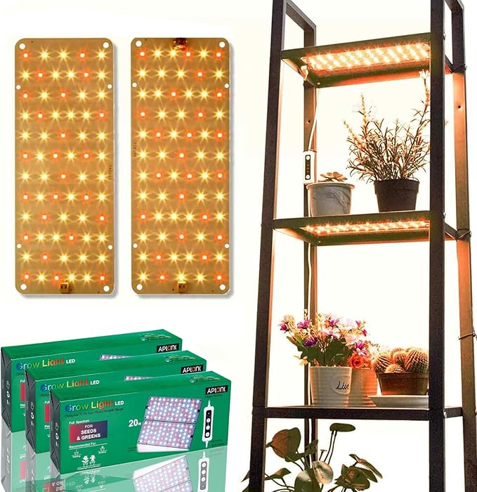Grow Light 3-Pack 20W Ultra-Thin LED Grow Lights for Indoor Plants Full Spectrum 6/12/16H Timer Plant Light 132 LEDs Under Cabinet Plant Growing Lamp Strip for Seedlings Veg Flowers