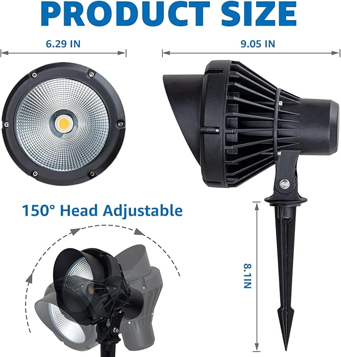 SUNVIE 40W Spot Lights Outdoor 120V LED Plug in Spotlight Outdoor 4000LM Ultra Bright Flag Pole Light 3000K Warm White Landscape Spotlights for Yard House Tree Lawn Signage with Stake &amp 5.5FT Cor