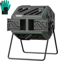THEGROW'ING Updated 43 Gallon Compost Bin Outdoor Fast Assemble Tumbling Composter Dual Chamber Composter Tumbler Rotating Compost Bin for Outside Backyard Garden and Yard Green
