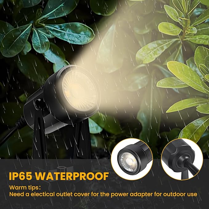 Svater Landscape Lighting Low Voltage 10 Pack Outdoor Spotlights with Transformer + Patio Light 120 FT with 63 Shatterproof LED Bulbs