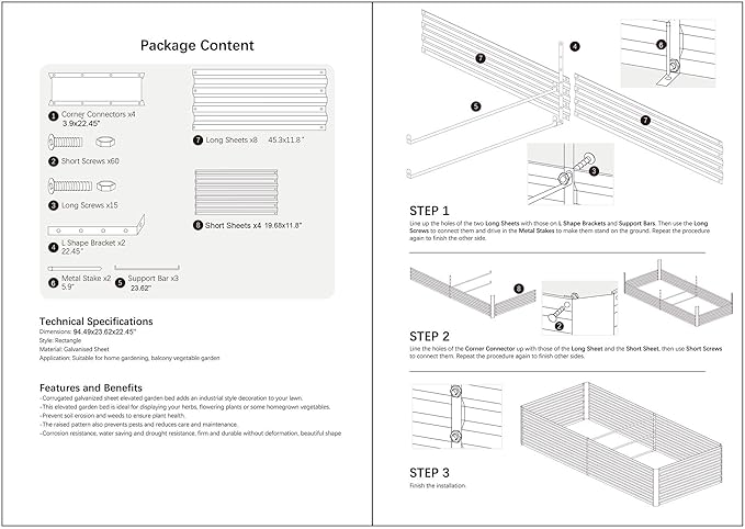 8x2x2FT Beige Metal Raised Garden Bed Kit Galvanized Outdoor Garden Bed Planter Box for Vegetables Flowers Herbs Succulents and More