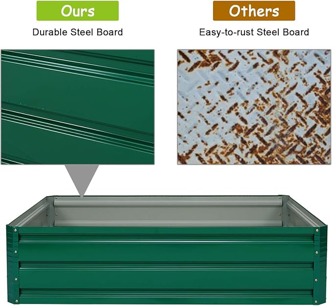 Giantex Patio Raised Garden Bed Vegetable Flower Planter Metal Plant Box Dark Green (47 Lx35.5 Wx12.0 H)