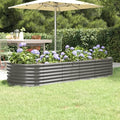 Garden Raised Planter Raised bedsGalvanized PlanterFlower BedTroughMetal PlanterRaised Garden BedBed Powder-Coated Steel 88.2x31.5x14.2 Gray