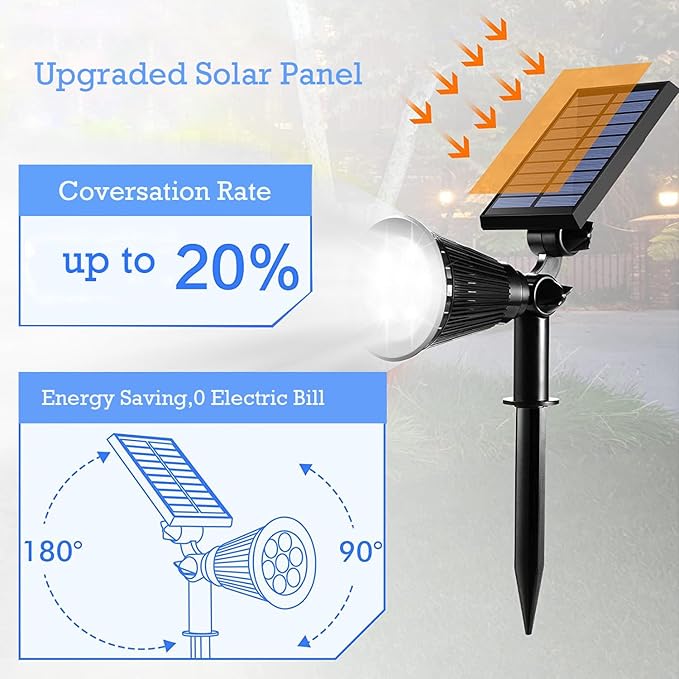 Solar Lights Outdoor Solar Spot Lights Waterproof IP65 7 LED 2 in 1 Adjustable Solar Powered Landscape Spotlights Auto On/Off Solar Powered Garden Yard Lights for Outside Landscape (4 White)