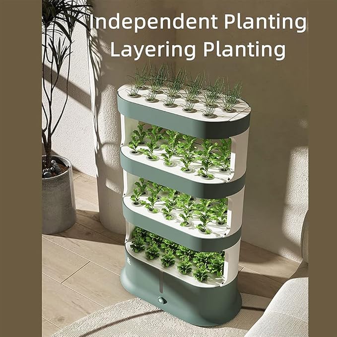 Hydroponic Tower Hydroponic Growing with Remote Control Indoor and Outdoor Multi-Layer Planting Equipment Kit with Grow Light for He