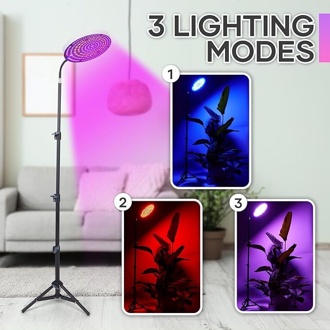 Grow Light with Stand288 LEDs Full Spectrum Plant Light for Indoor PlantsTripod Standing Grow Lights for Indoor Plants3 Modes Floor Grow Plant Lamp for Plants Greenhouse Veg Bloom Light