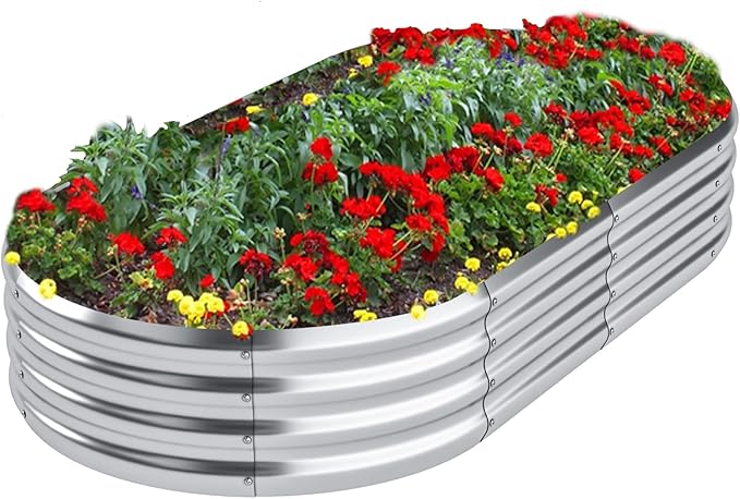 Galvanized Raised Garden Bed 6x3x1ftRaised Beds for Gardening VegetablesFlowersFruitsOutdoor Metal Raised Planter Box for Fruits HerbsVego Planter Raised Beds